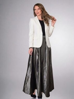 Vintage Principles Charcoal Grey Acetate Satin Maxi Skirt | Made in Canada